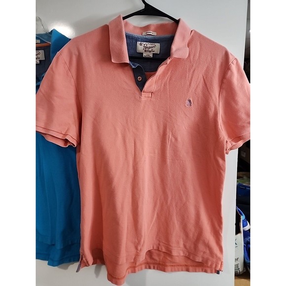 Penguin Munsingwear Polo Shirt Original  Men L Blue & Salmon Sleeve Trim TWO VGC - Picture 2 of 8